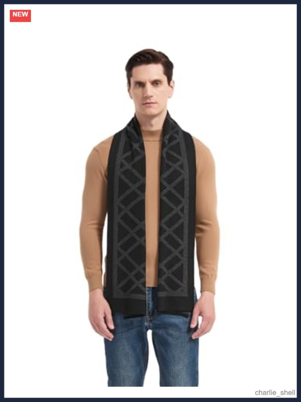 Mens Classic Winter Scarf Thick Long Warm Plaid Solid Gift for Men